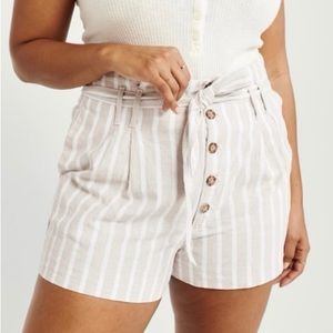 Abercrombie & Fitch Striped High Rise PaperBag Shorts
